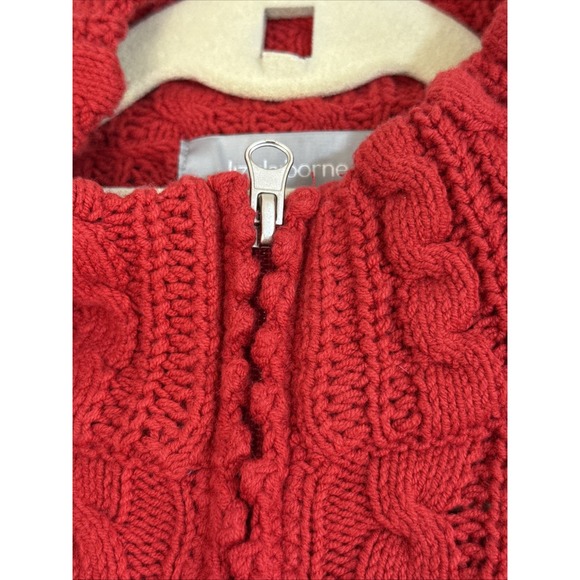 Liz Claiborne Sweaters - Vintage 90s Cable Knit Zip Up Cardigan Sweater XL Pockets Y2K Full Zip Preppy